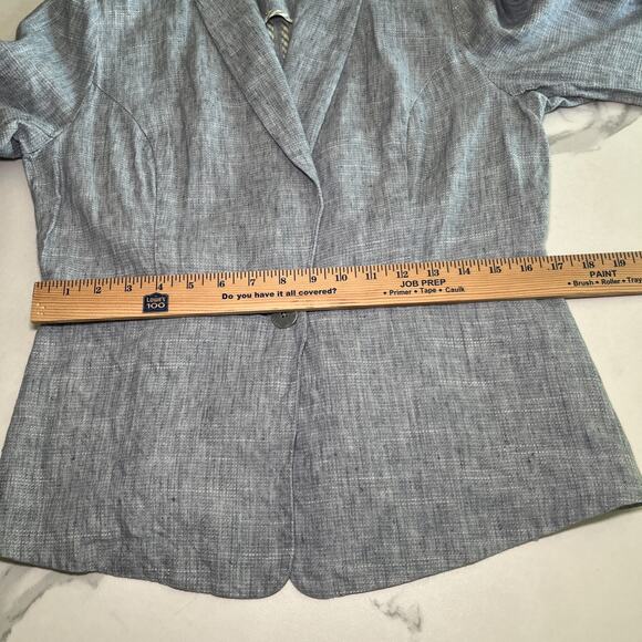 Cabi Jacket Women 12 Gray Linen Blend Beachwalk Blazer One Button Closure Preppy - Picture 5 of 13